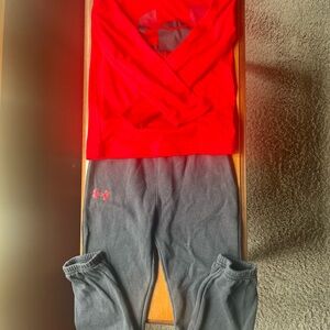 Under Armour Kids' Red Long Sleeve with Black Joggers
